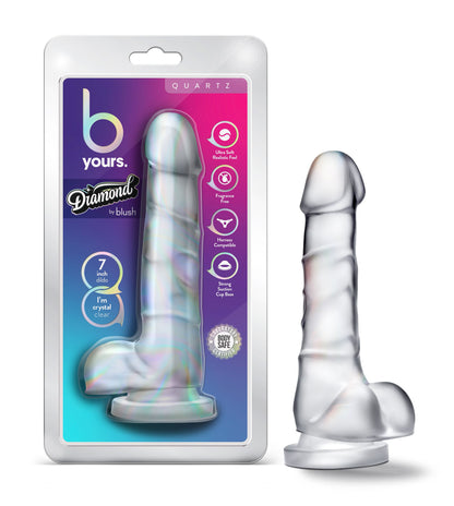 Blush B Yours Diamond Quartz Dildo with Suction Cup Base - Clear