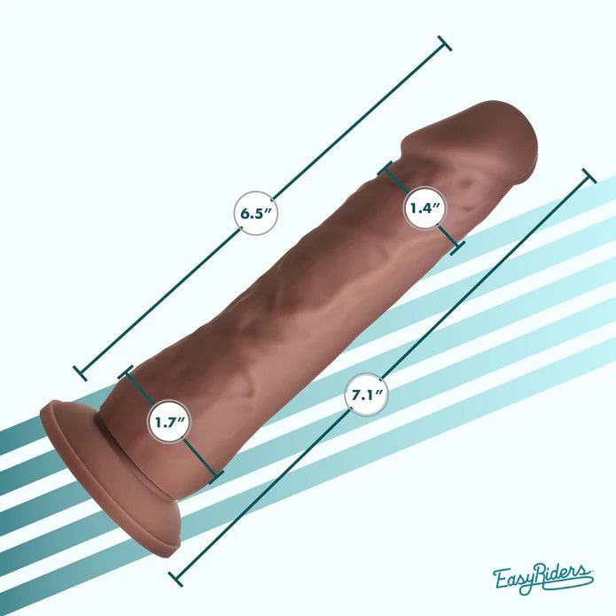 Easy Riders 7" Silicone Dildo – Realistic Design with Suction Cup – Dark Brown