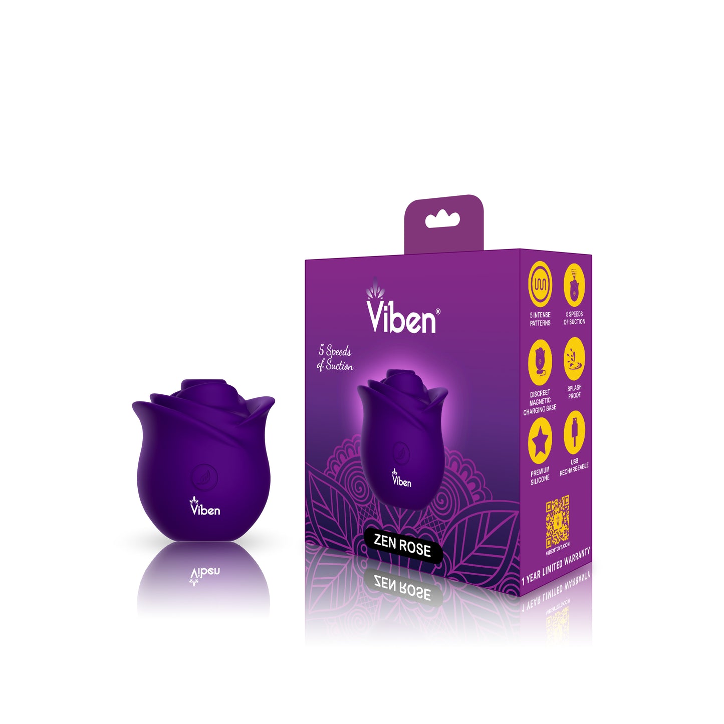 Viben Zen Rose Handheld Nipple and Clitoral Stimulator – Purple