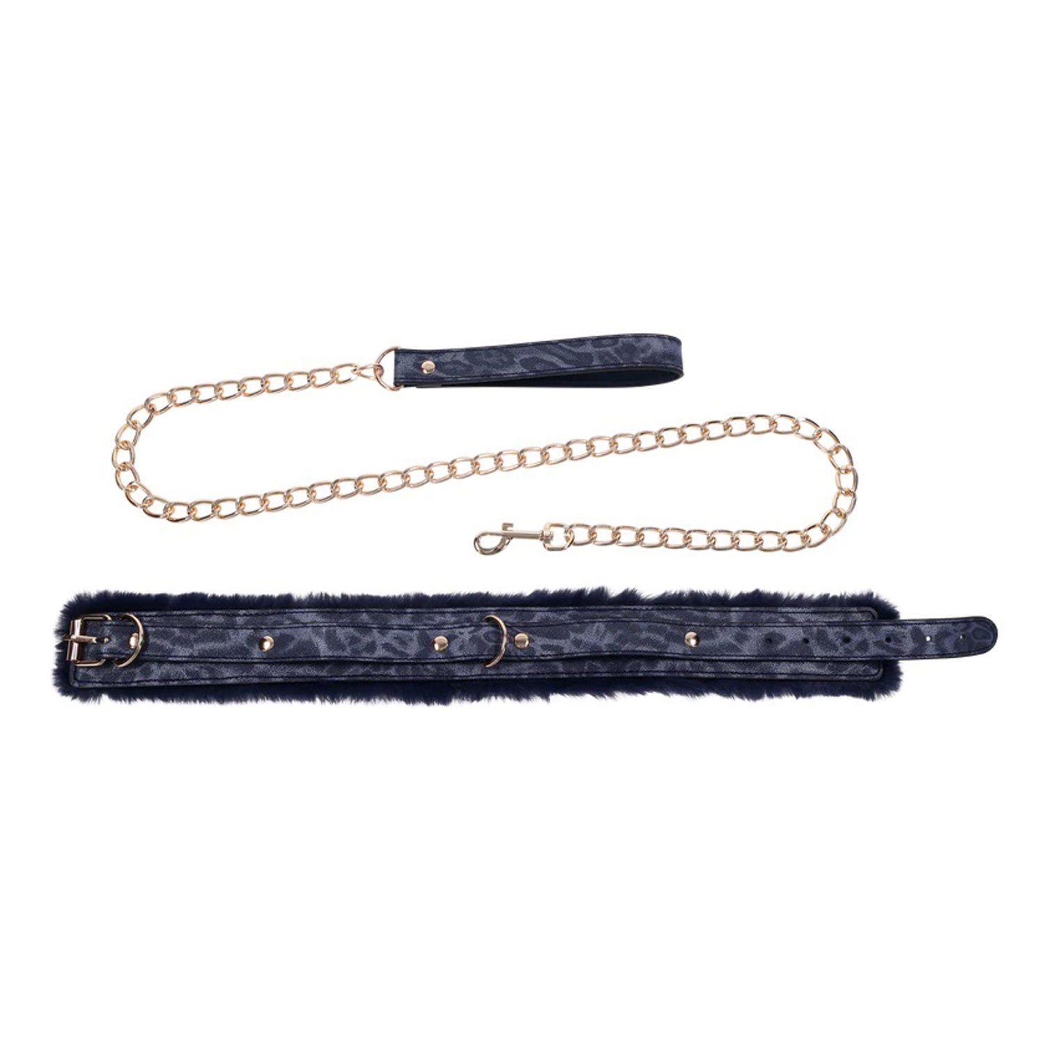 Sportsheets Cougar Fur Collar and Leash Set – Blue