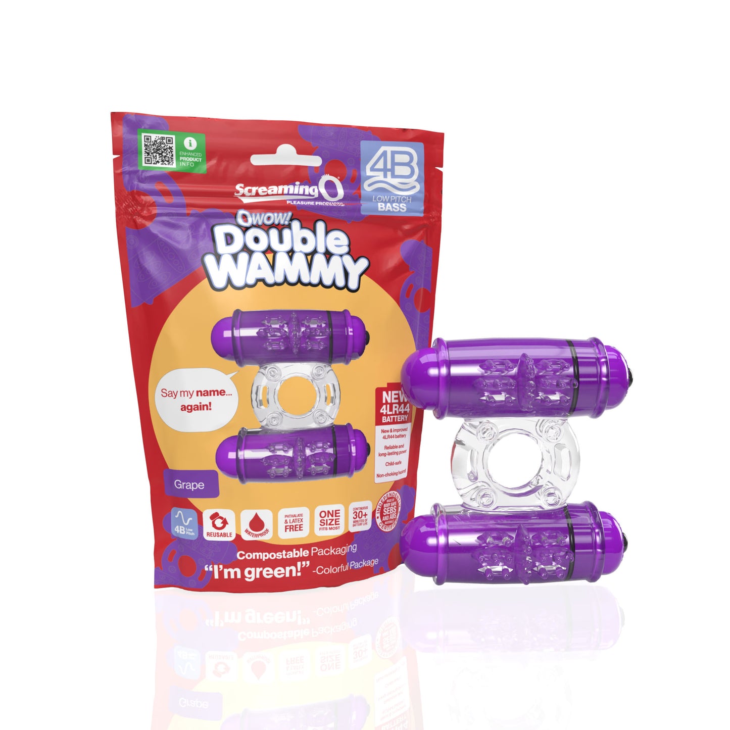 Screaming O 4B Double Wammy Vibrating Ring – Purple