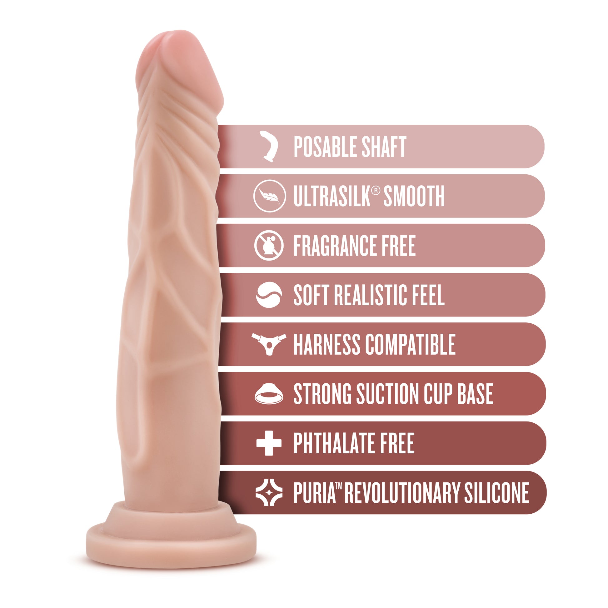 Dr. Skin Silicone Dr. Carter 7 Inch Dong with Suction Cup - Vanilla
