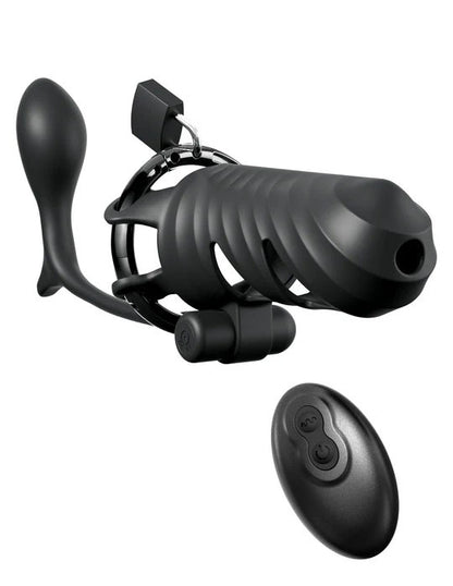 Fantasy C-Ringz Remote-Controlled Vibrating Cock Blocker with Ass-Gasm Plug – Black