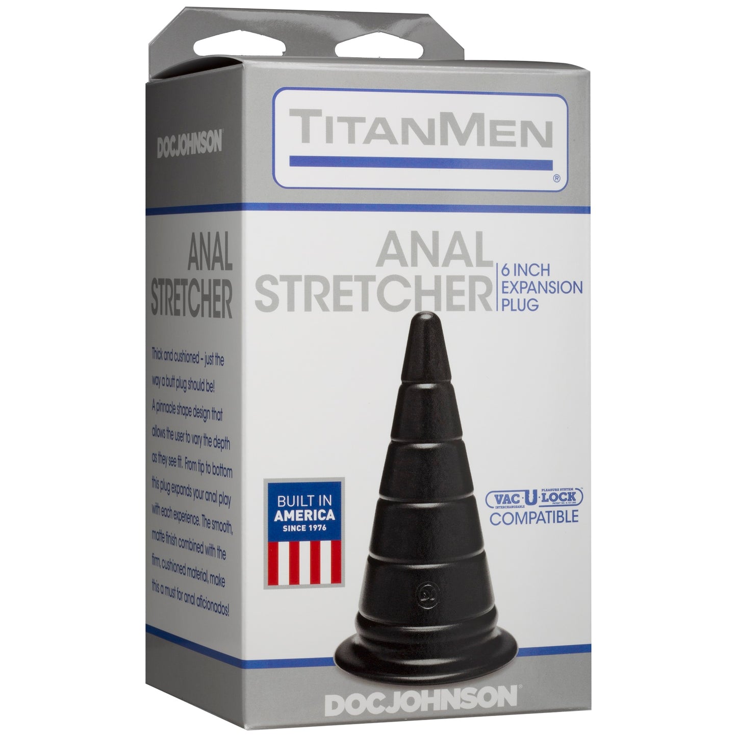 Doc Johnson TitanMen Anal Stretcher 6 Inch Plug - Cone-Shaped, Black