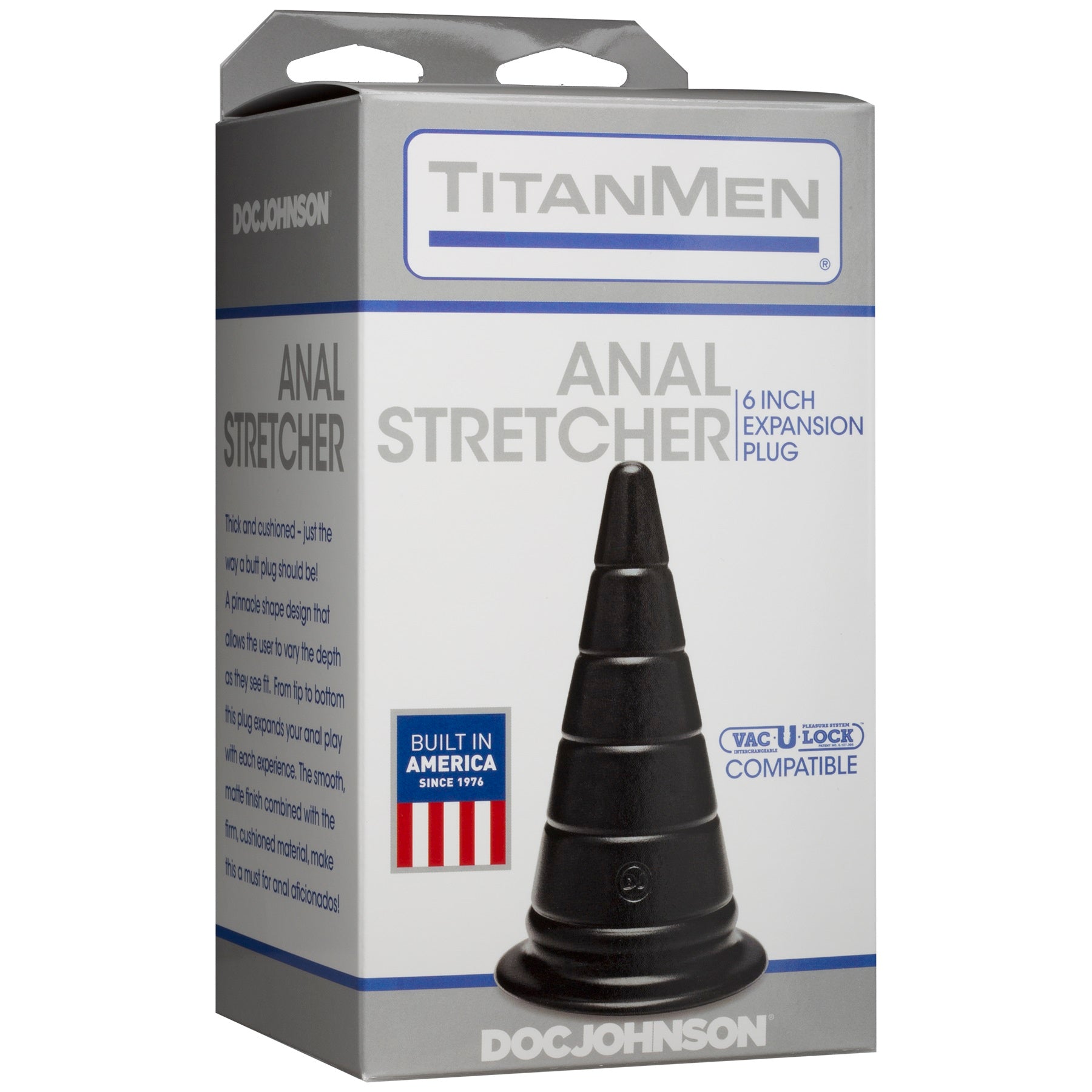 Doc Johnson TitanMen Anal Stretcher 6 Inch Plug - Cone-Shaped, Black