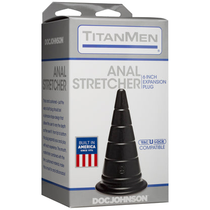 Doc Johnson TitanMen Anal Stretcher 6 Inch Plug - Cone-Shaped, Black