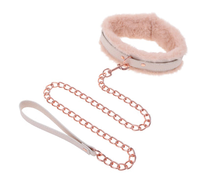 Sportsheets Peaches N Creame Faux Fur Collar and Leash - Pink