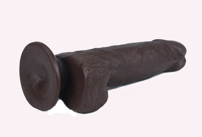 Real Skin 7.5" Dual Layer Dildo - Dark Brown - Realistic and Bendable