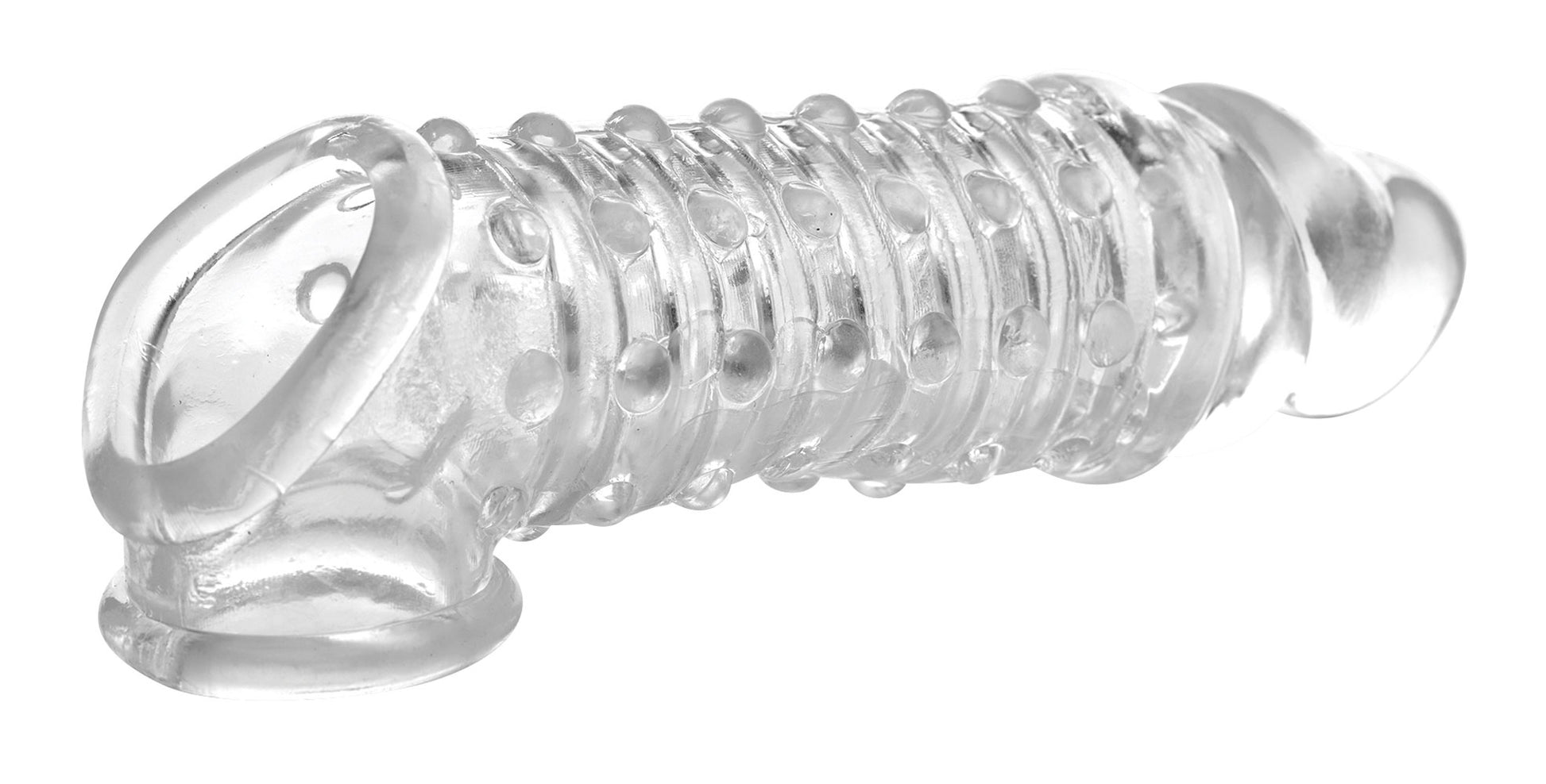 XR Brands 1.5 Inch Penis Enhancer Sleeve - Clear with Textured Stimulation