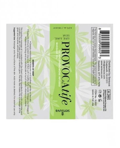 Sensuva Provocatife Hemp Oil & Pheromone Infused Massage Oil – 4.2 Fl. Oz. / 125 ml
