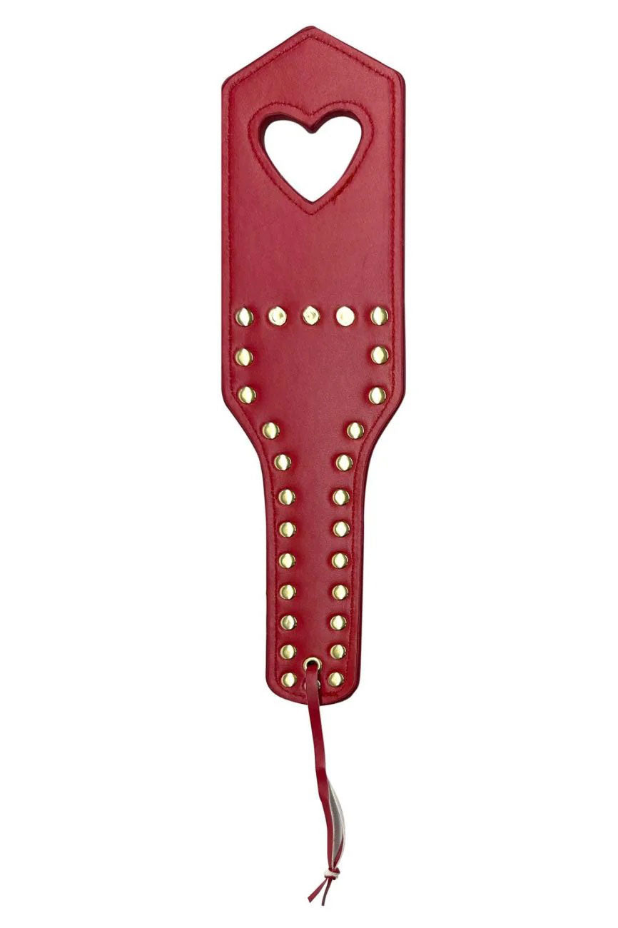 Mapale Premium Faux Leather Spanker with Studs and Heart Detail – Red