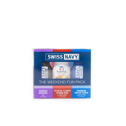 Swiss Navy Weekend Fun Pack 3-1 oz - Water Based Lubricant, Straw-Kiwi Water Based Lubricant, Sensual Arousal Gel