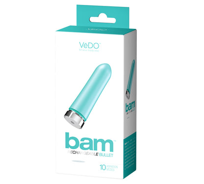 VeDO Bam Rechargeable Bullet - Tease Me Turquoise - Multi-Function Waterproof Vibrator