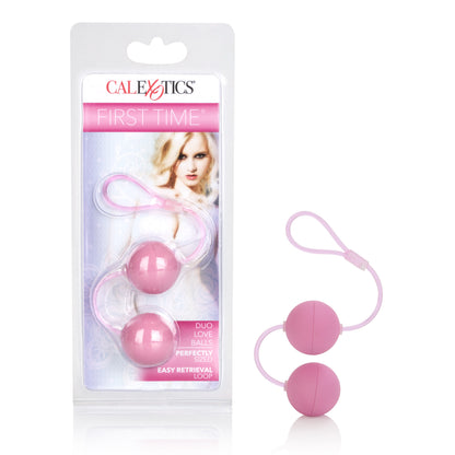 CalExotics First Time Love Balls Duo Lovers – Pink – Velvety Soft with Sturdy Retrieval Cord