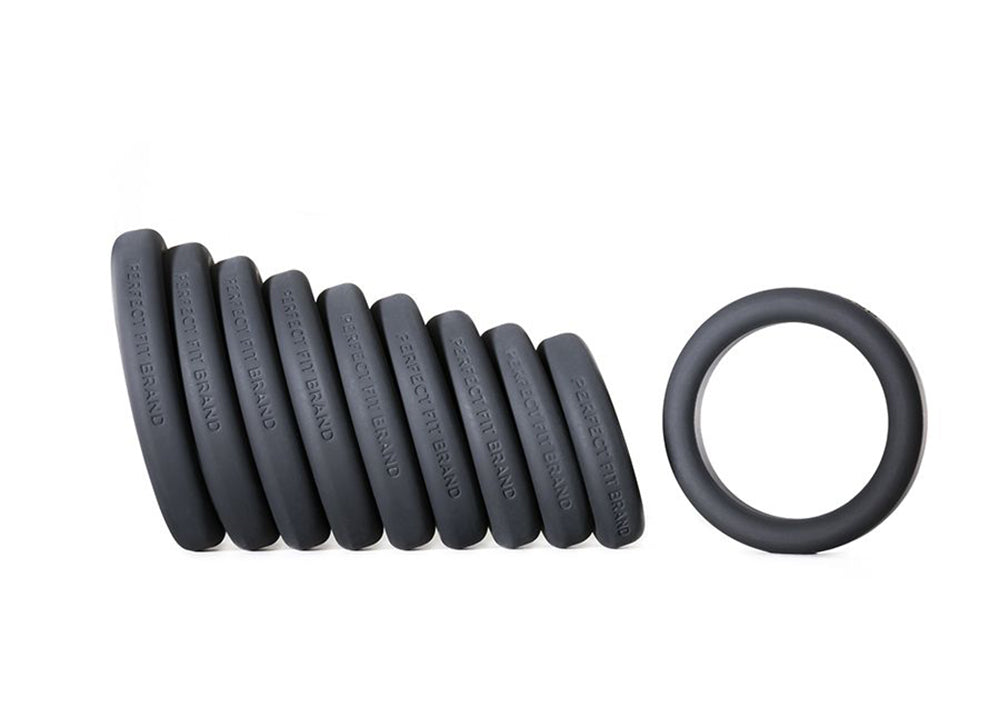 Perfect Fit Play Zone Kit Cock Ring - Black - Xact-Fit Sizing System