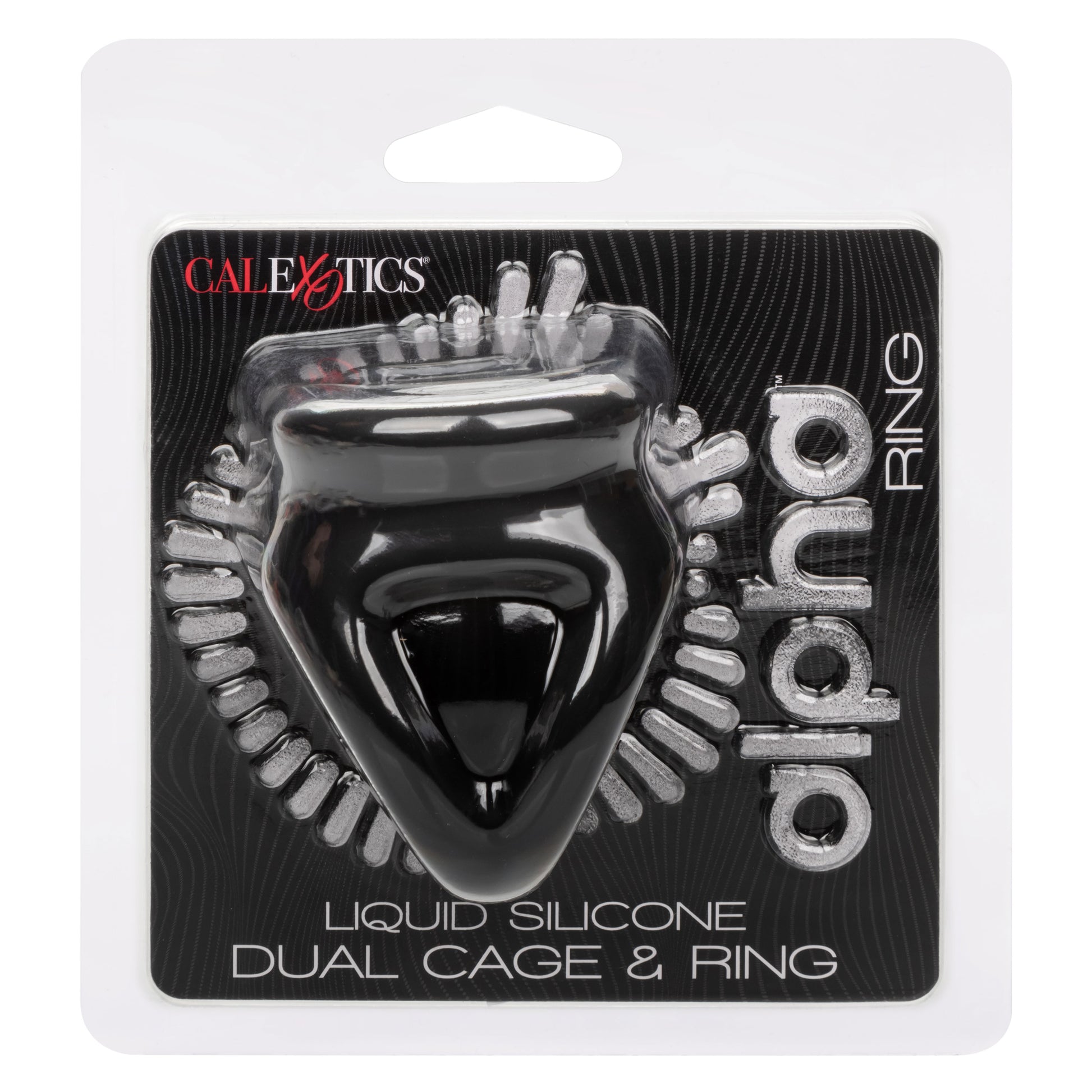CalExotics Alpha Liquid Silicone Dual Cage and Ring - Black