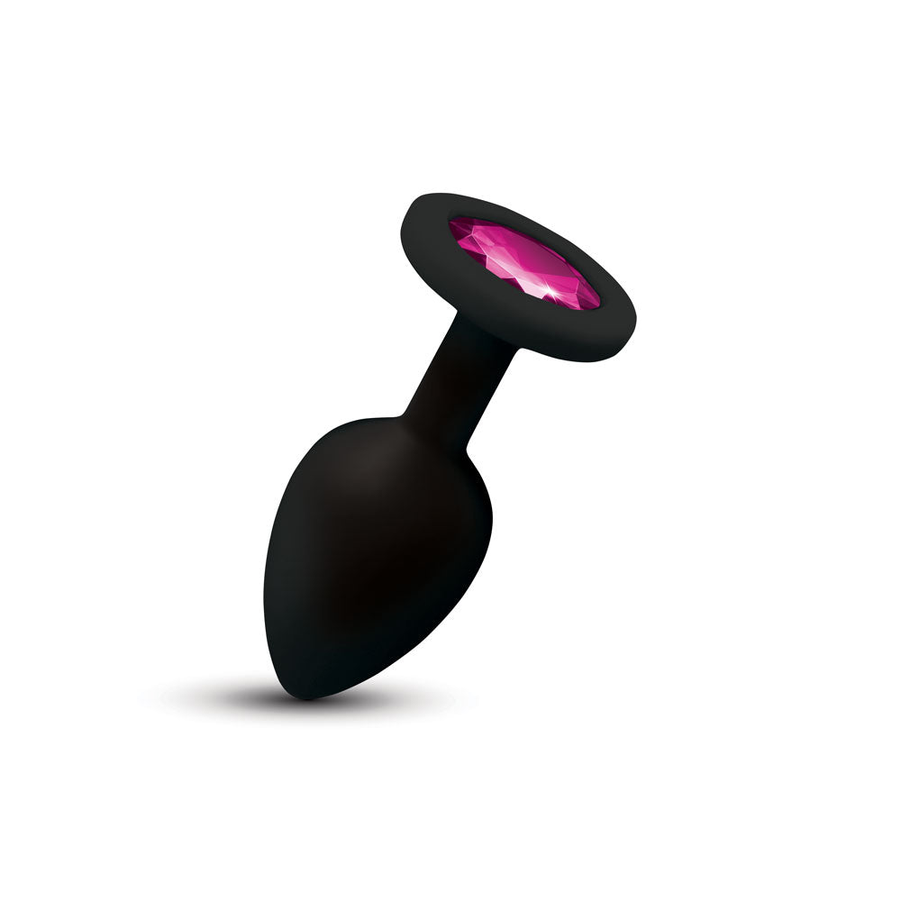 Gemma Pink Gem Black Silicone Anal Plug - Small
