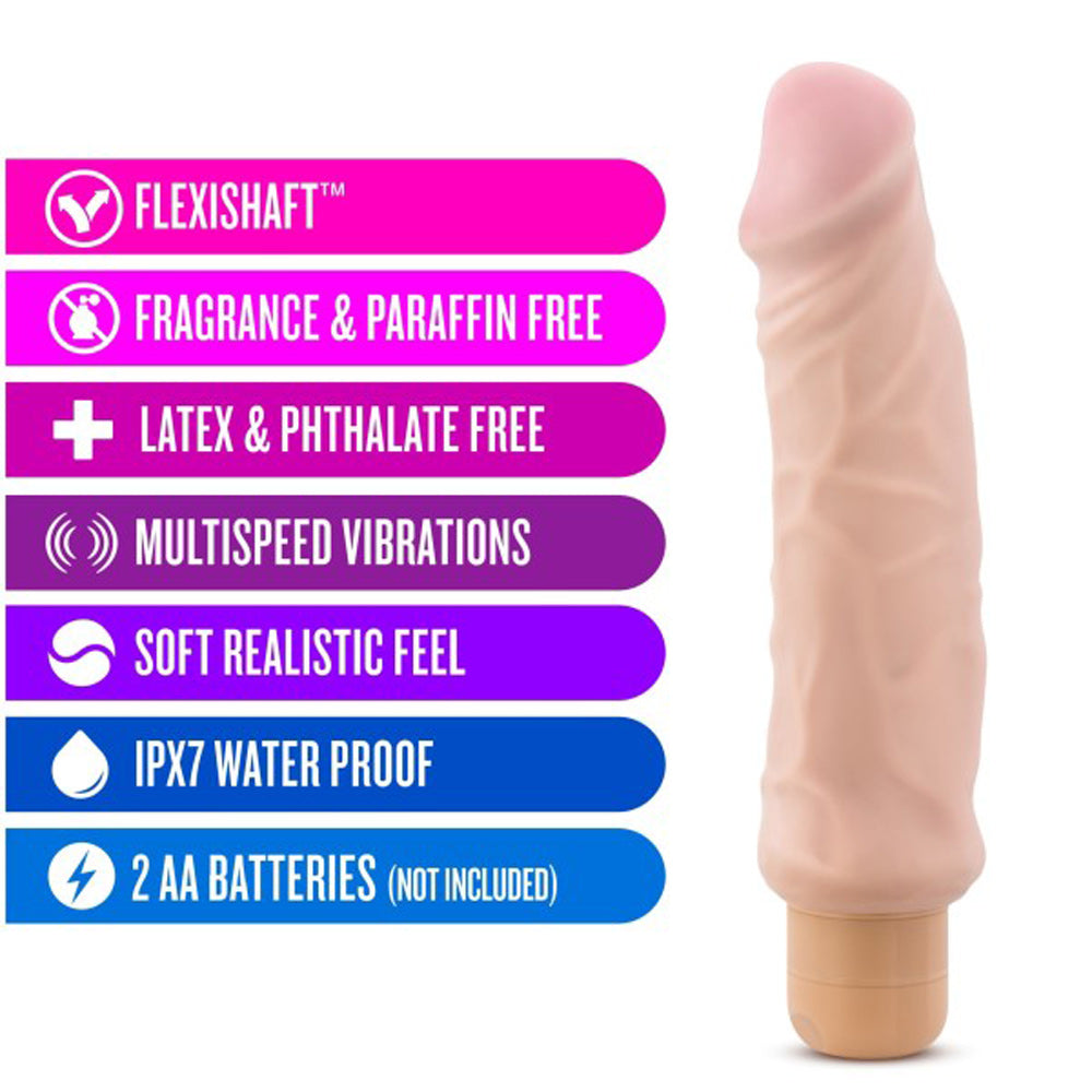 Blush X5 Plus Hard On Vibrating Dildo - Realistic Beige, 9 Inch