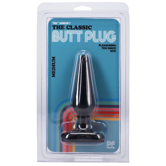 Doc Johnson Classic Butt Plug Smooth - Medium - Phthalate-Free - Black