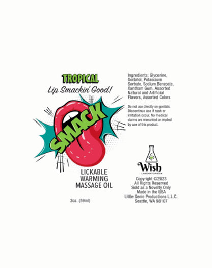 Smack Warming and Lickable Massage Oil - Tropical - 2 Oz