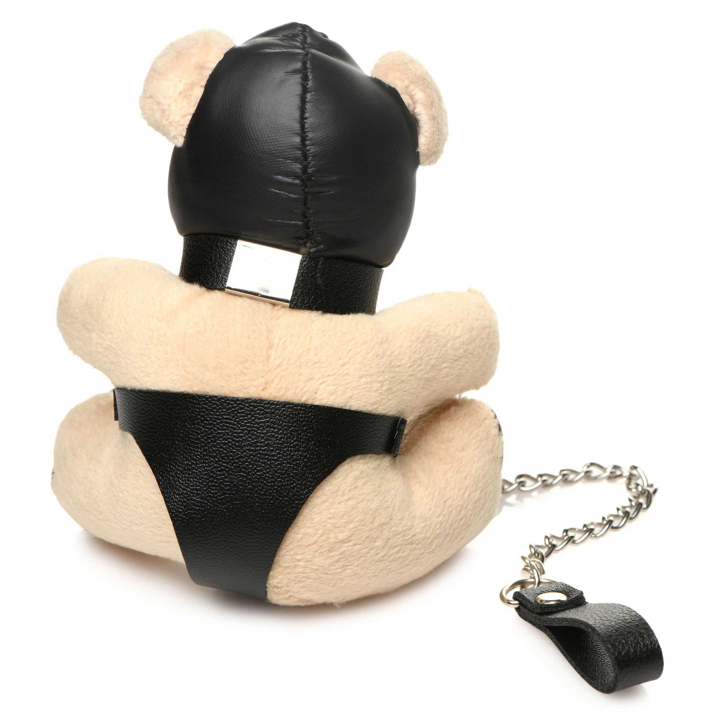 XR Brands Hooded Teddy Bear Keychain with Chain Leash – Light Peach