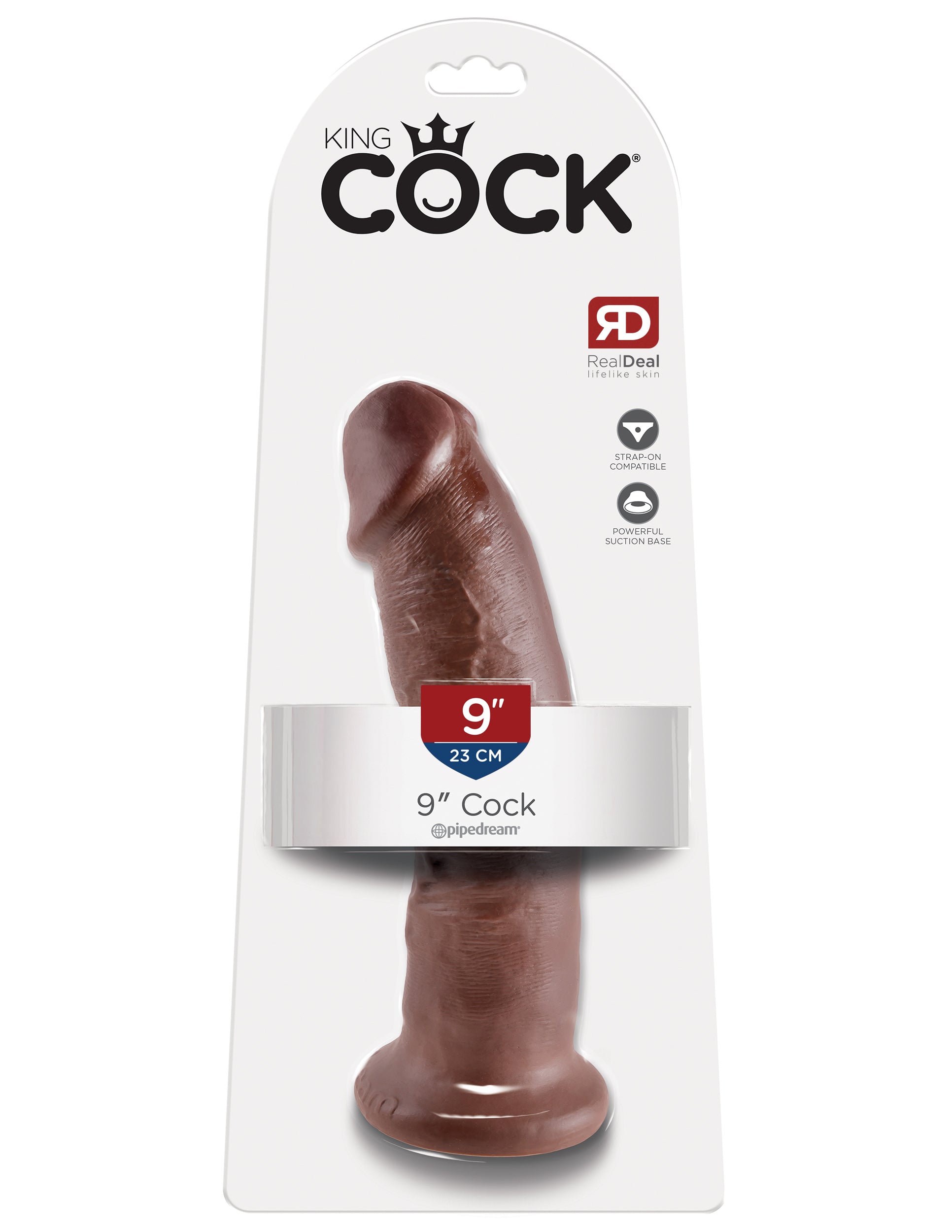 King Cock 9-Inch Cock - Realistic Dildo with Suction Cup - Brown