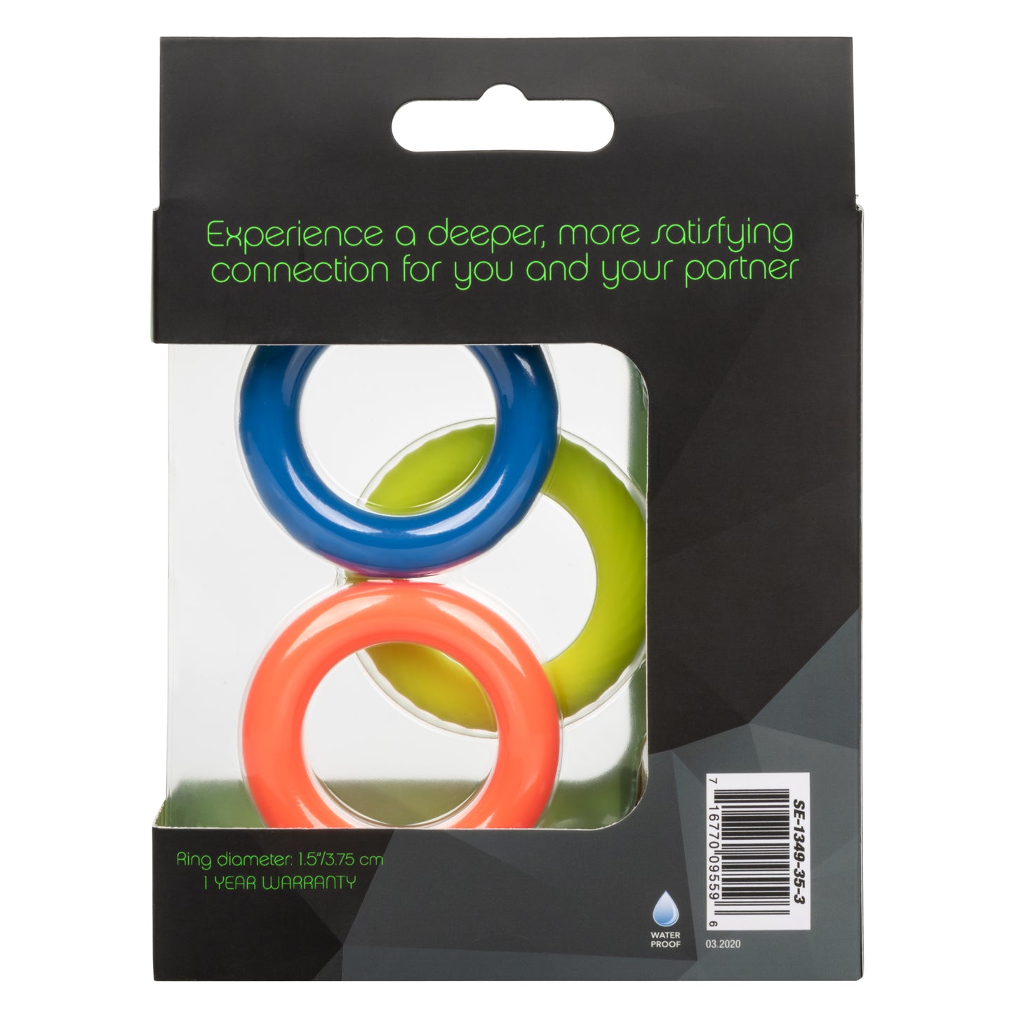 CalExotics Link Up Ultra-Soft Climax Set – 3 Textured Cock Rings – Multi