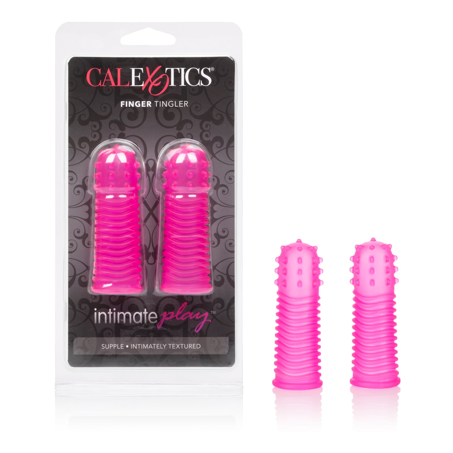 CalExotics Intimate Play Finger Tinglers – Pink – Flexible Ribbed Teasers