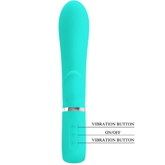 Thomas Super Soft Silicone Rabbit Vibrator - Turquoise