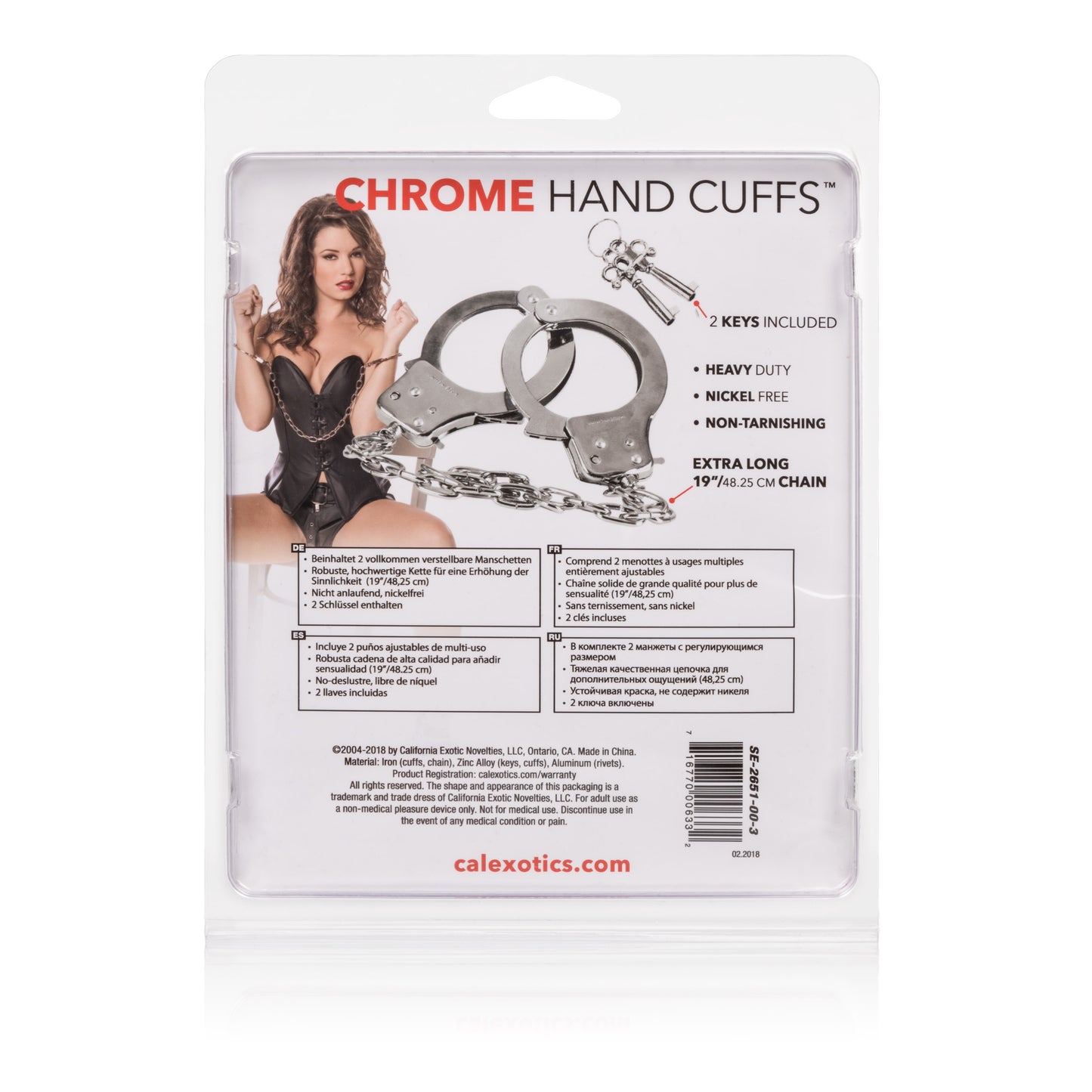 CalExotics Heavy Duty Nickel-Free Hand Cuffs with Safety Release – Silver