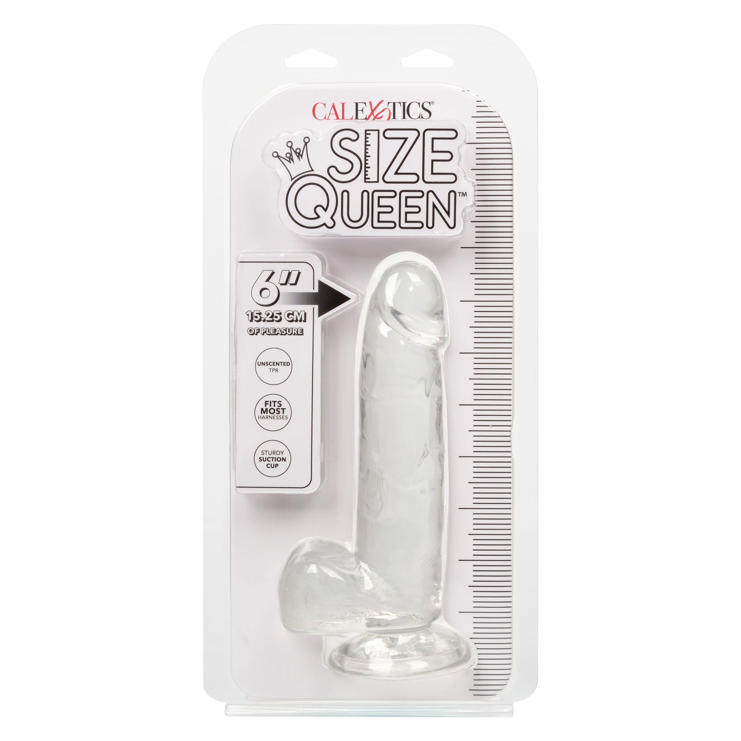 CalExotics 6-Inch Size Queen Realistic Dildo with Suction Cup - Clear