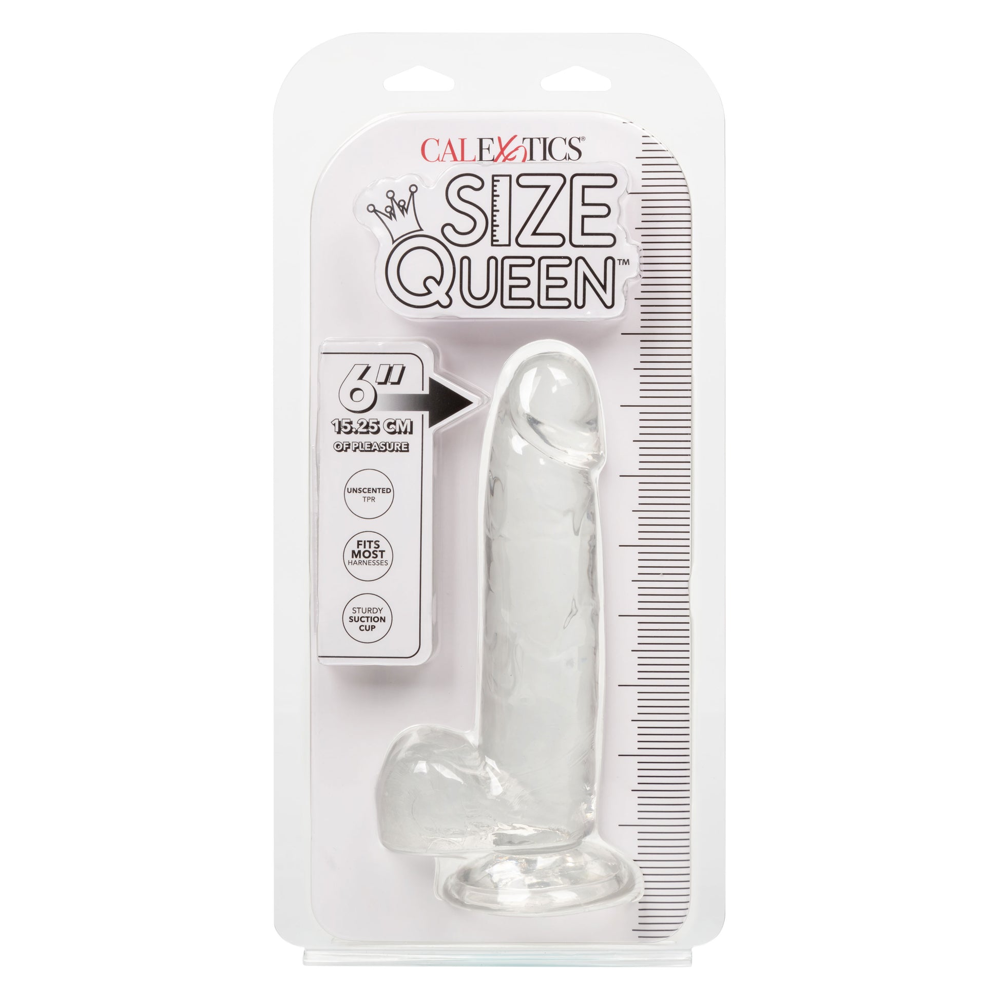CalExotics 6-Inch Size Queen Realistic Dildo with Suction Cup - Clear
