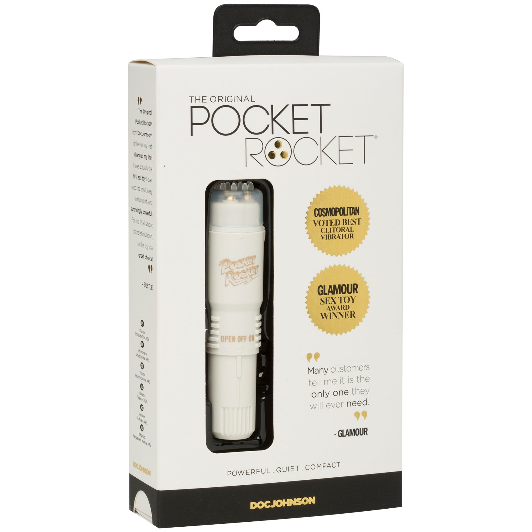 Doc Johnson The Original Pocket Rocket Massager – White – Multi-Function