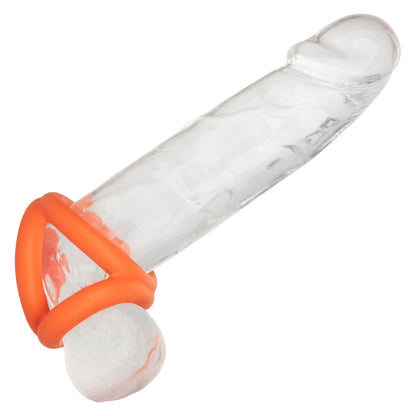 CalExotics Alpha Liquid Silicone Tri-Ring - Orange - Triple Ring Cock and Scrotum Enhancer