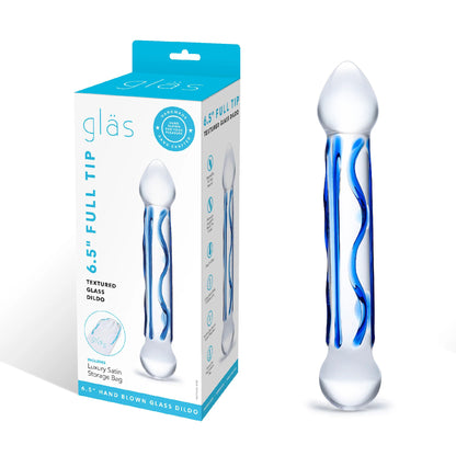 Electric Novelties 6.5 Inch Full Tip Textured Glass Dildo – Blue