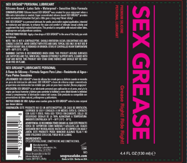 Westridge Labs Sex Grease Silicone Based Personal Lubricant – Clear 4.4 Oz