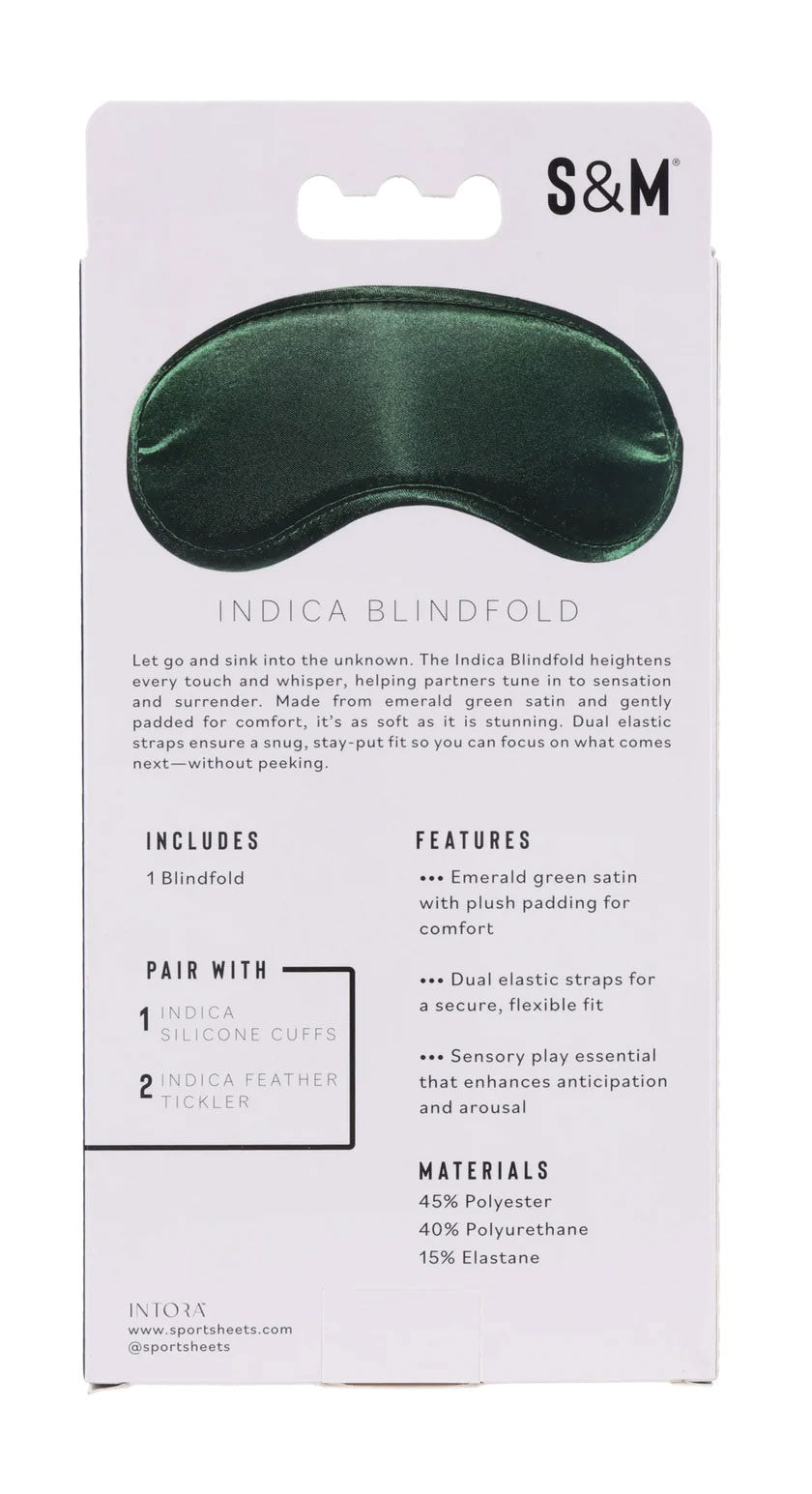 Sportsheets Indica Blindfold - Emerald Green Satin Eye Mask with Dual Elastic Straps
