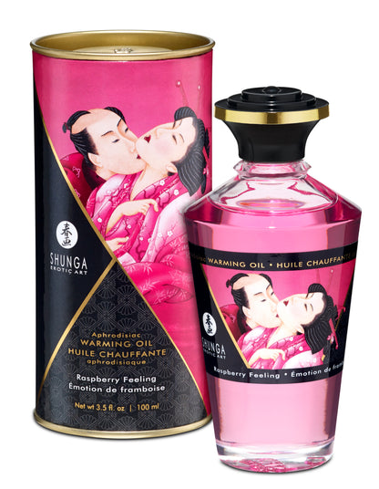 Shunga Aphrodisiac Warming Oil - Raspberry Flavor - 3.5 Fl Oz