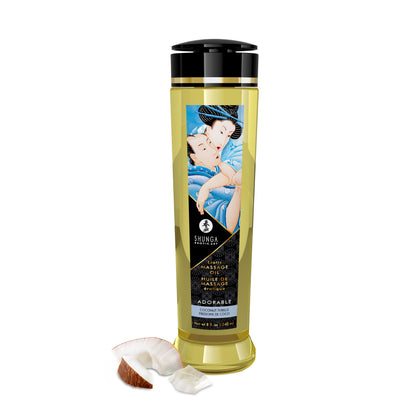 Shunga Coconut Thrills Massage Oil – 8 Fl. Oz. – Natural