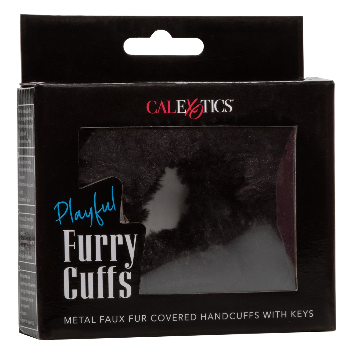 CalExotics Playful Furry Cuffs - Black Metal Handcuffs with Faux Fur