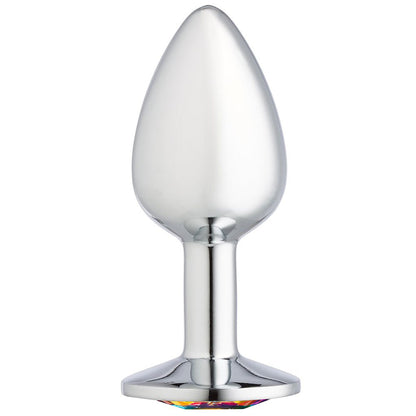 Cloud 9 Novelties Gems Silver Chromed Anal Plug - Small with Rainbow Gem
