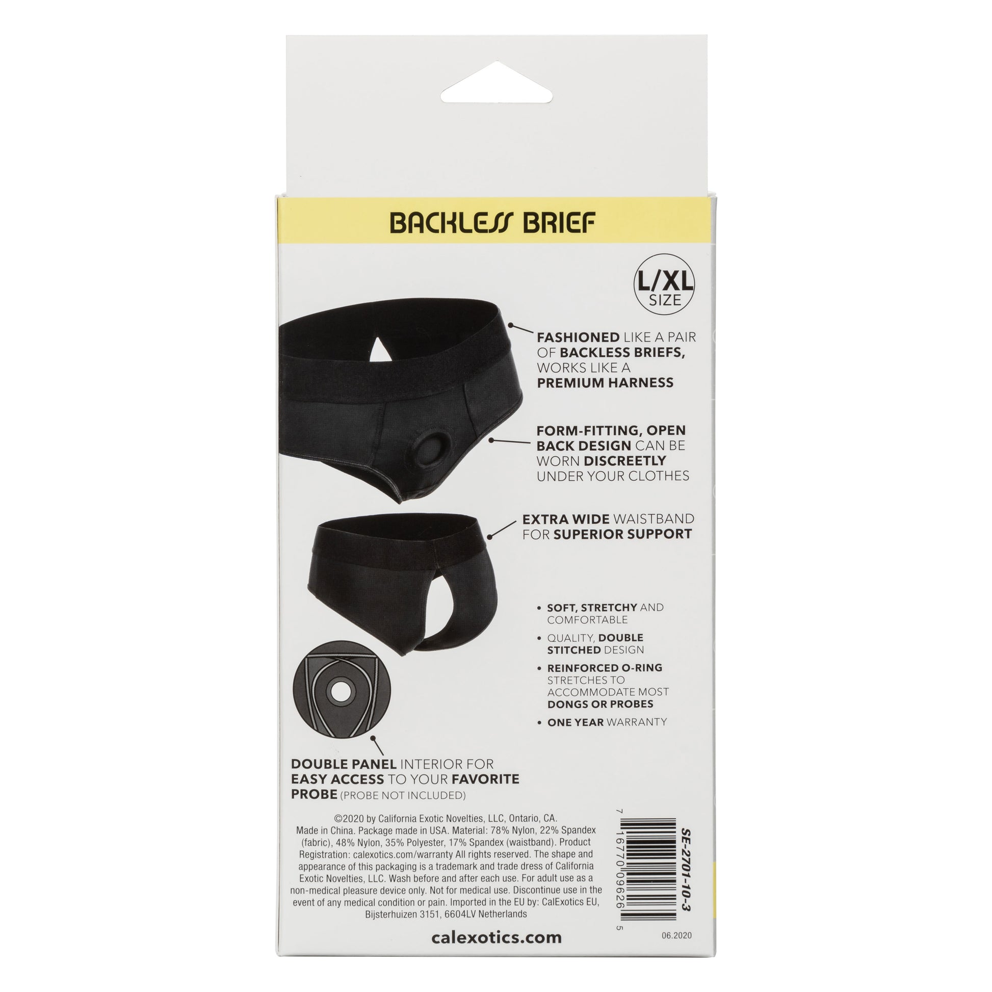 CalExotics Boundless Backless Brief Harness - Black - L/XL