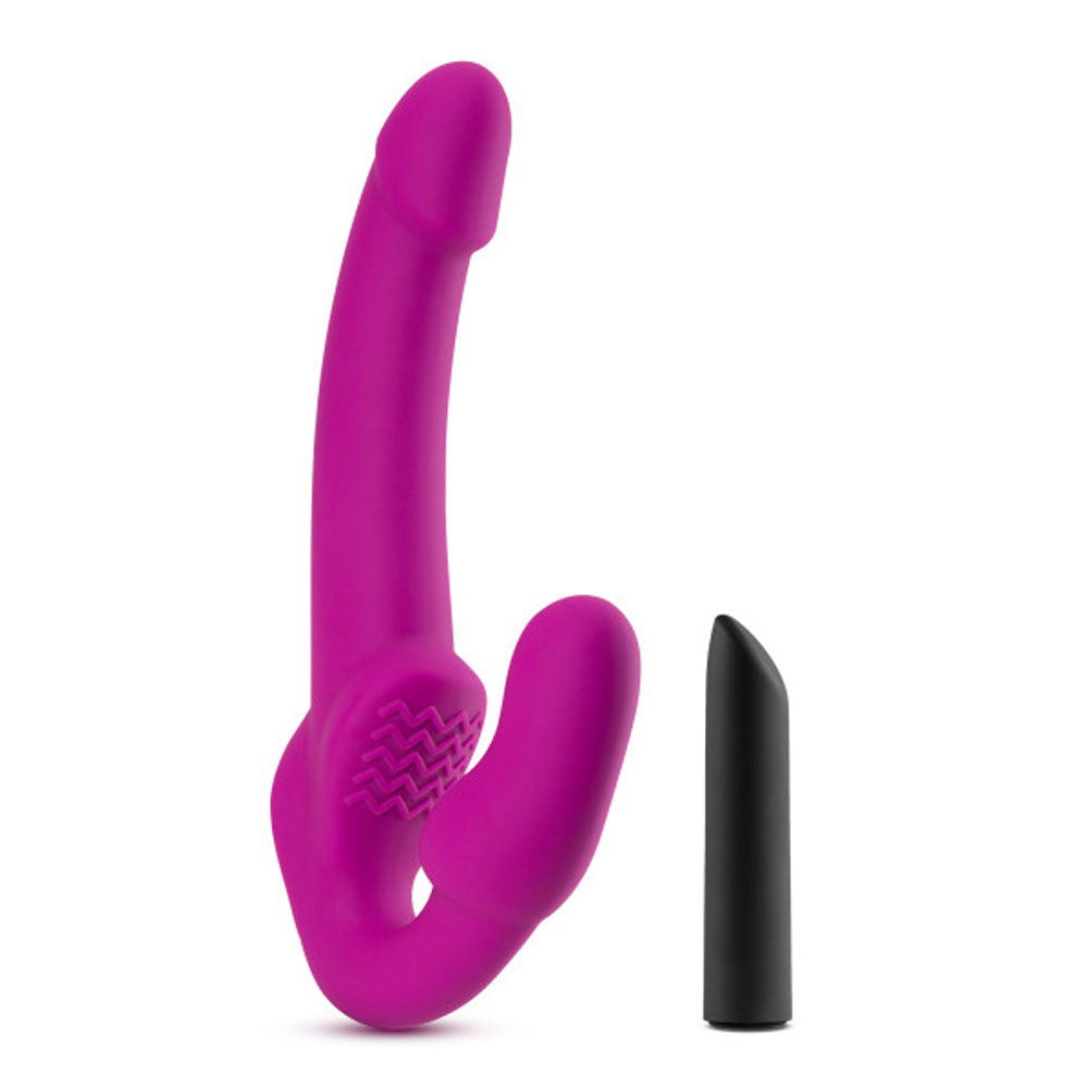Temptasia Estella Strapless Silicone Dildo with Vibrating Bullet - Pink