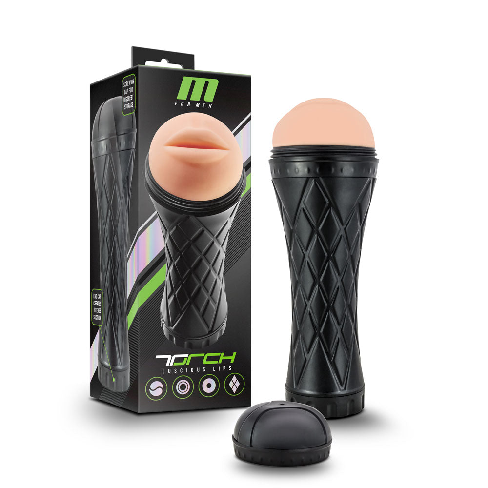 M for Men Torch Luscious Lips Stroker – Black/Beige