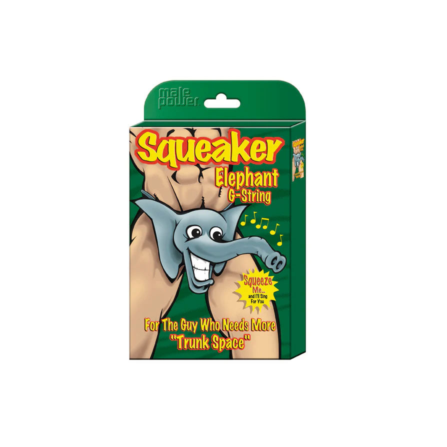 Male Power Squeaker Elephant G-String - Functional Squeaker - Black