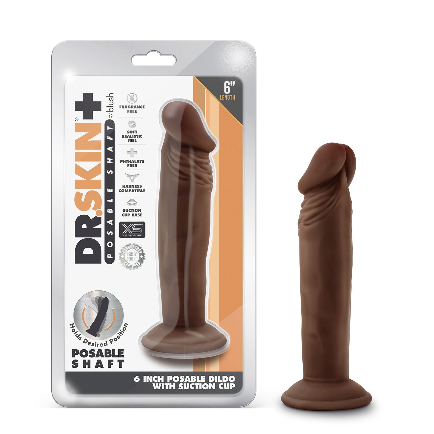 Dr. Skin Plus 6 Inch Posable Dildo – Chocolate