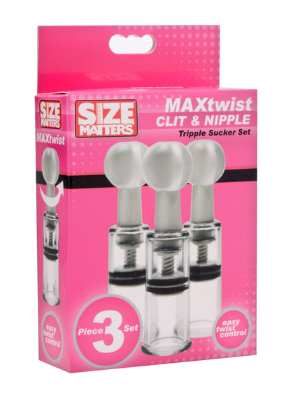 Max Twist Clit and Nipple Triple Sucker Set – Clear Suction Cylinders