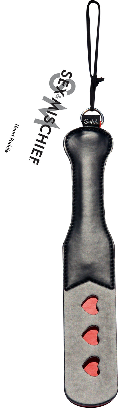 Sportsheets Sex and Mischief Heart Paddle – Spanking Paddle with Heart Impressions – Red/Black