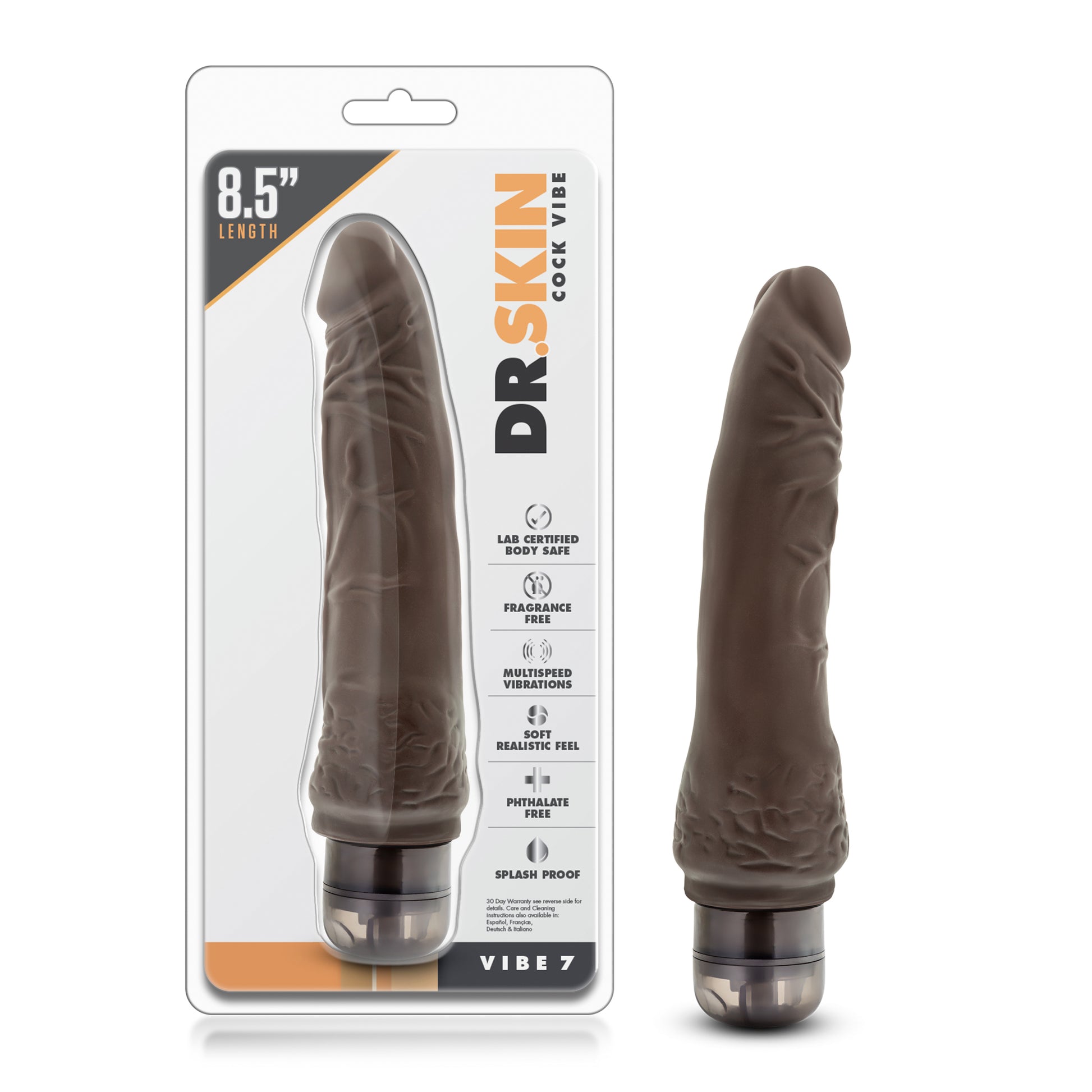 Blush Dr. Skin Vibe 7 Vibrator – Brown – Realistic Design with Multi-Speed Vibrations