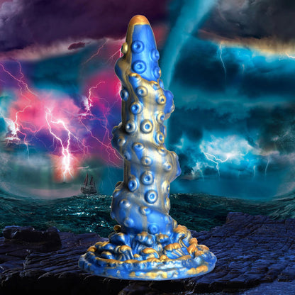 Lord Kraken Tentacled Silicone Dildo - Blue - Suction Cup Base - Body-Safe